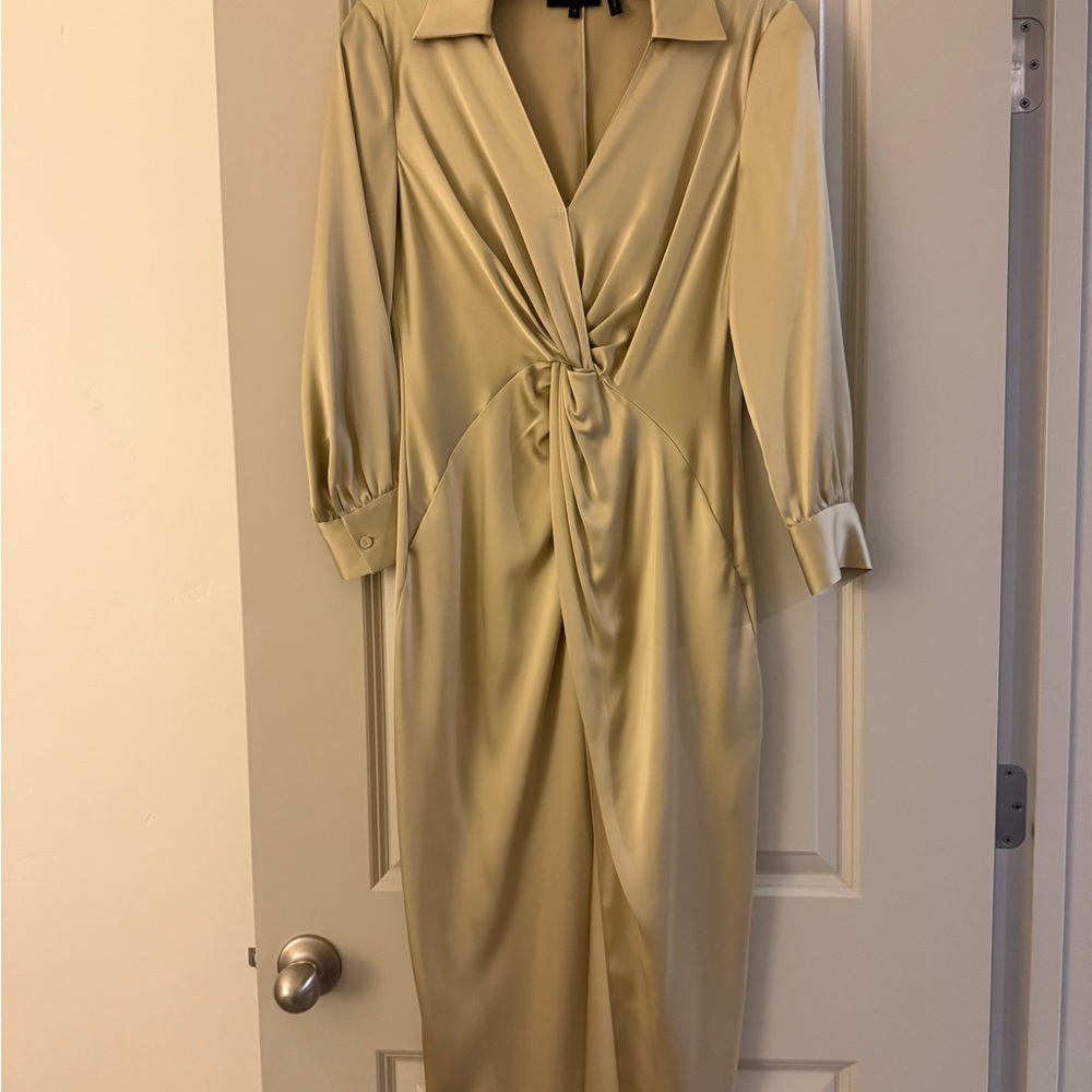 Theory Cream Long Sleeve Dress